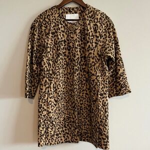 Carol Anderson by Invitation Leopard Print Single Button Open Front Jacket M